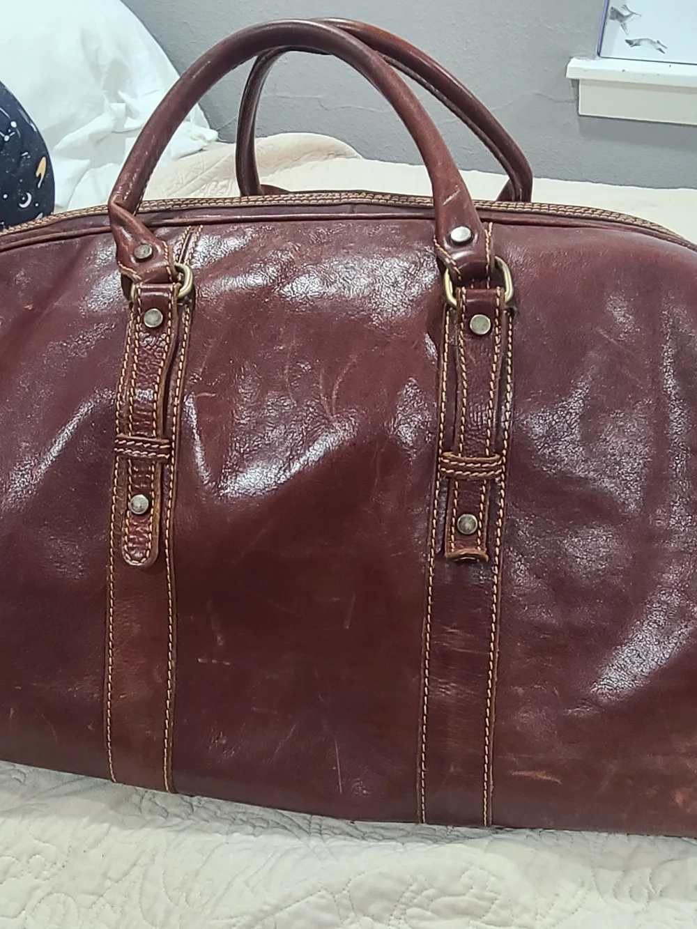 Men's Brown Leather Duffel Bag - Timeless Travel Carryall
